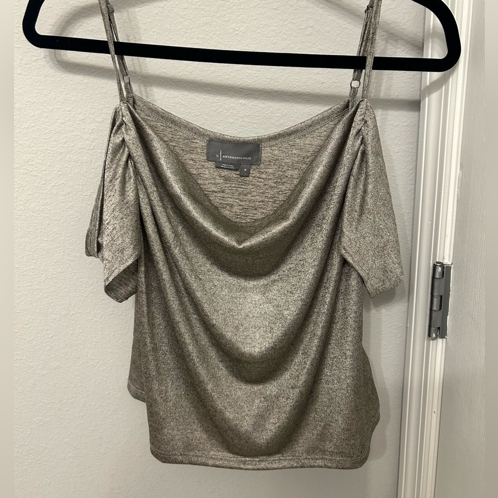 Anthropology size M gold off the shoulder top with adjustable straps
